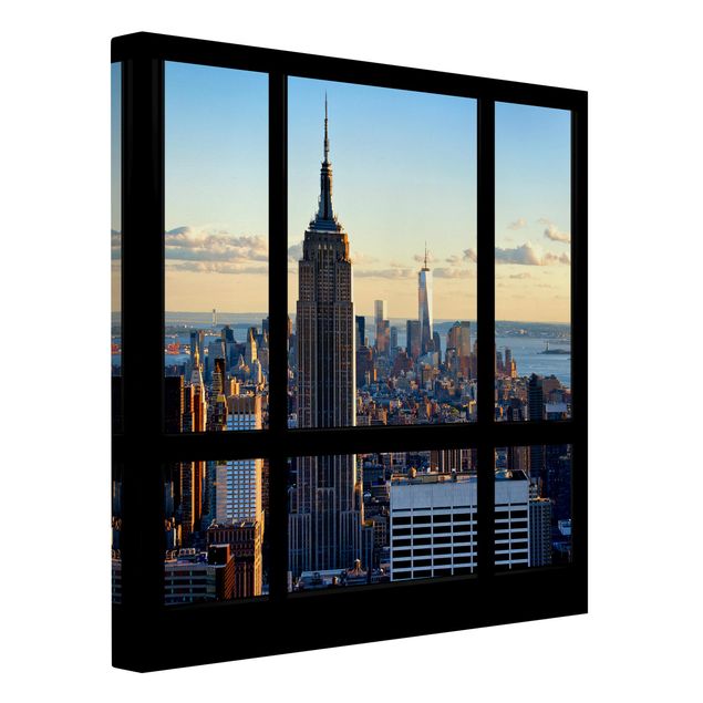 Canvastavlor Arkitektur och Skyline New York Window View Of The Empire State Building