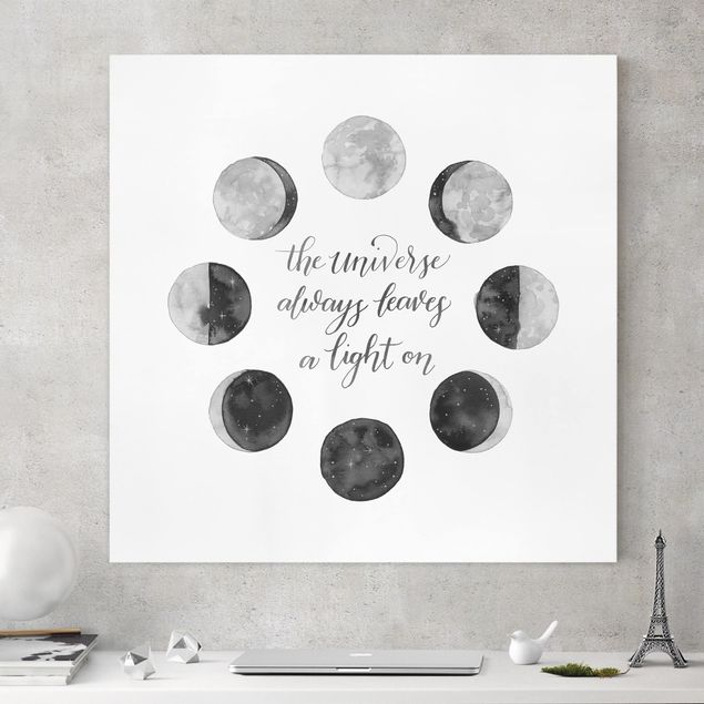 Canvastavlor svart och vitt Ode To The Moon - Universe