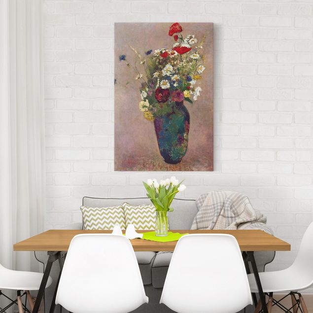 Canvastavlor vallmor Odilon Redon - Flower Vase with Poppies