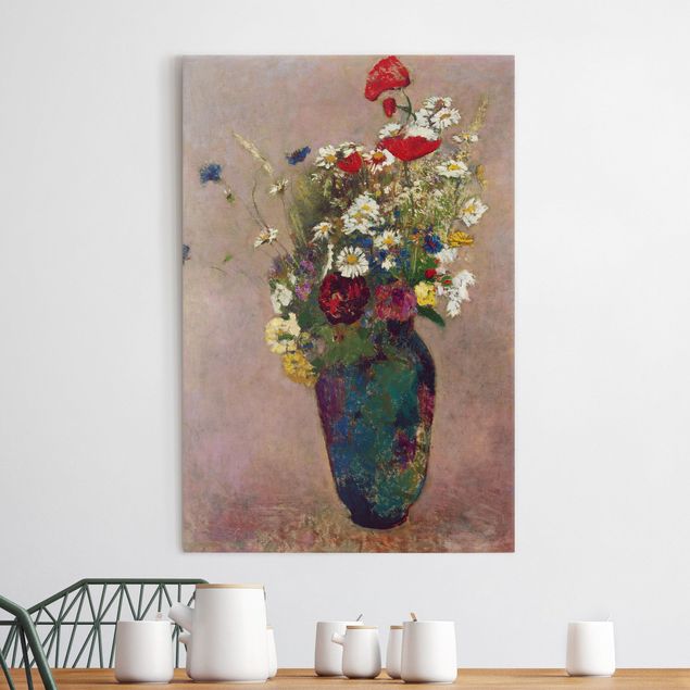 Tavlor vallmor Odilon Redon - Flower Vase with Poppies