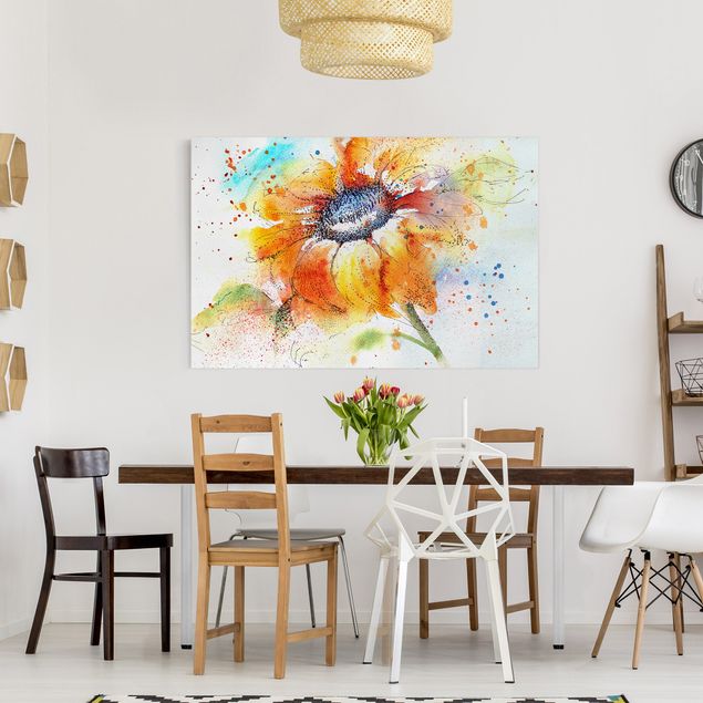 Canvastavlor solrosor Painted Sunflower