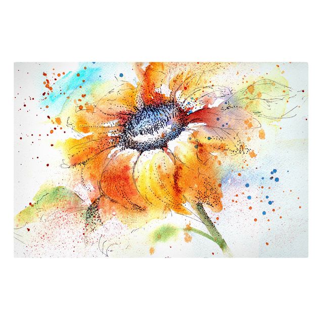 Tavlor blommor Painted Sunflower