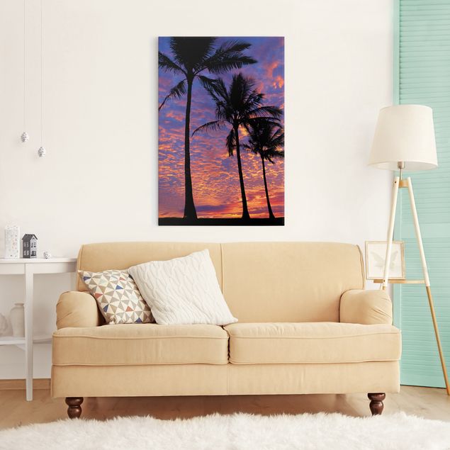Canvastavlor solnedgångar Palms