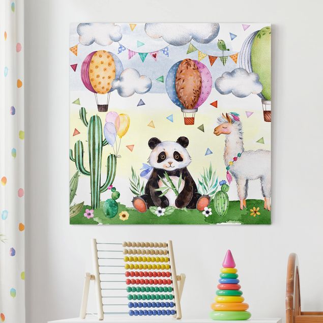 Inredning av barnrum Panda And Lama Watercolour