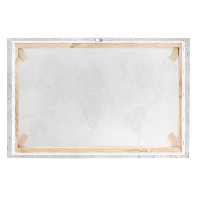 Canvastavlor Paper World Map White Grey