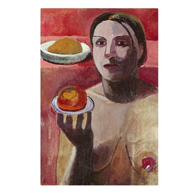 Canvastavlor konstutskrifter Paula Modersohn-Becker - Semi-nude Italian Woman with Plate
