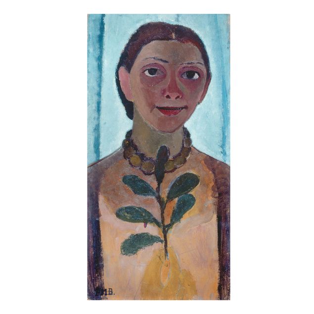 Canvastavlor konstutskrifter Paula Modersohn-Becker - Self-Portrait With Camellia Twig