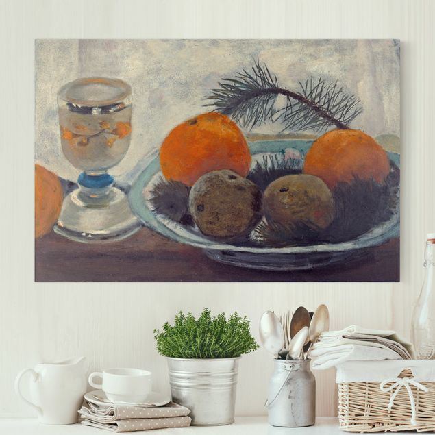 Konststilar Expressionism Paula Modersohn-Becker - Still Life with frosted Glass Mug, Apples and Pine Branch