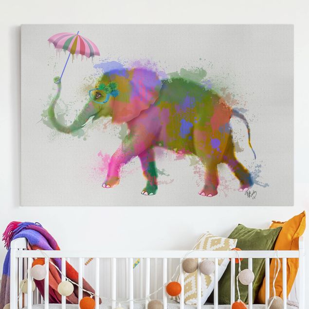 Canvastavlor elefanter Rainbow Splash Elephant