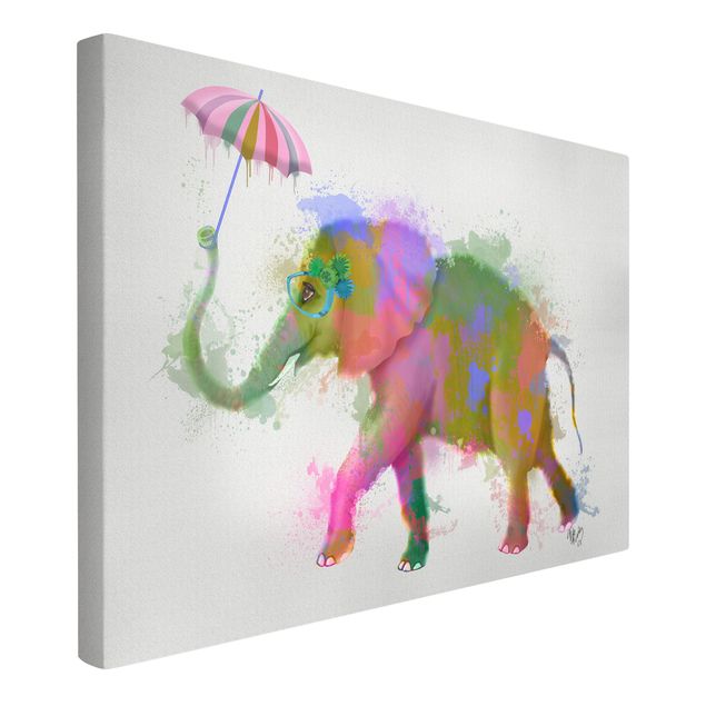 Canvastavlor djur Rainbow Splash Elephant