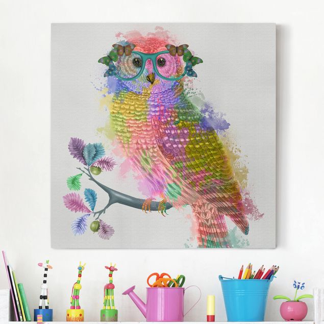 Canvastavlor djur Rainbow Splash Owl