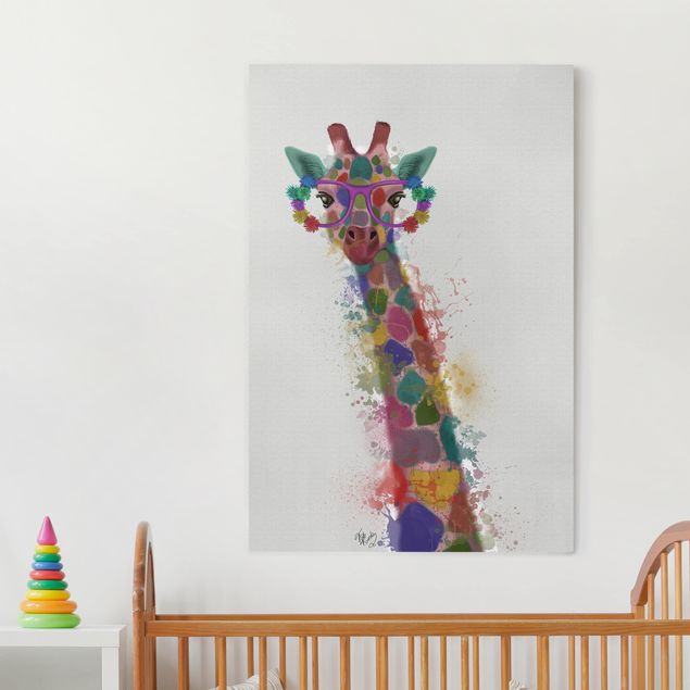 Canvastavlor giraffer Rainbow Splash Giraffe