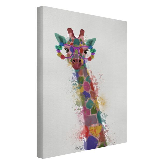Canvastavlor djur Rainbow Splash Giraffe