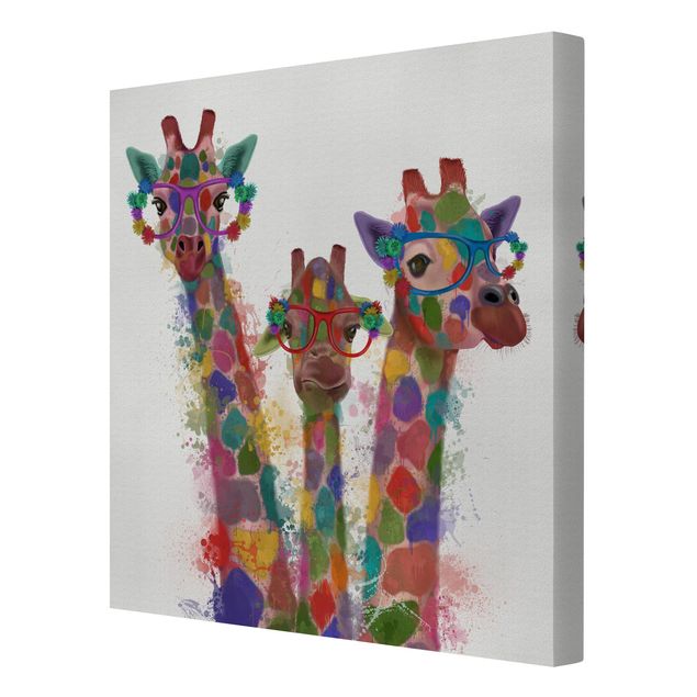 Tavlor djur Rainbow Splash Giraffe Trio