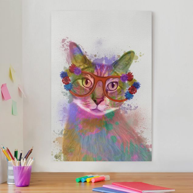 Canvastavlor katter Rainbow Splash Cat