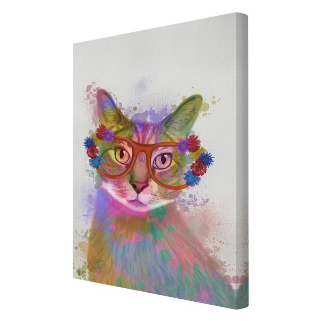 Tavlor djur Rainbow Splash Cat