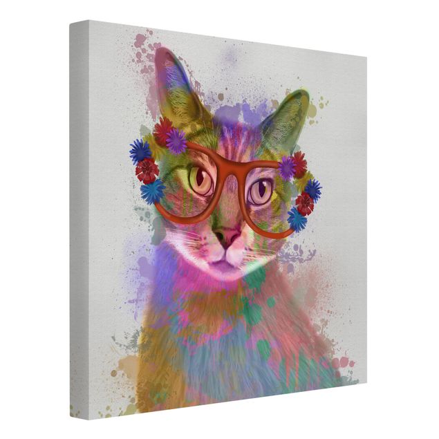 Canvastavlor djur Rainbow Splash Cat