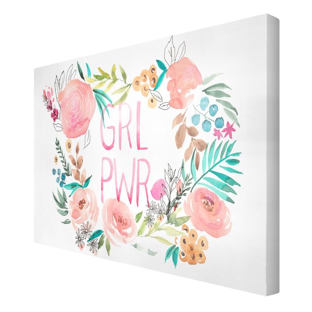 Canvastavlor Pink Flowers - Girl Power
