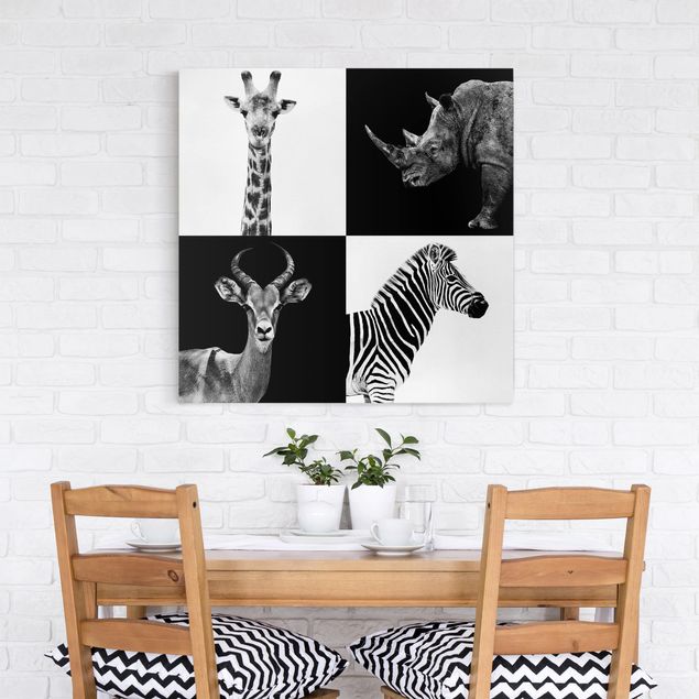 Canvastavlor zebror Safari Quartet
