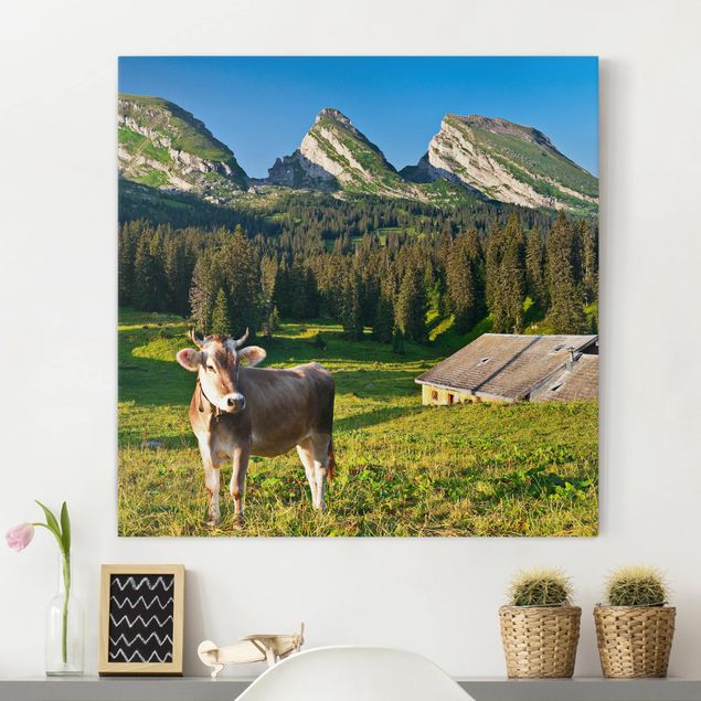 Kök dekoration Swiss Alpine Meadow With Cow
