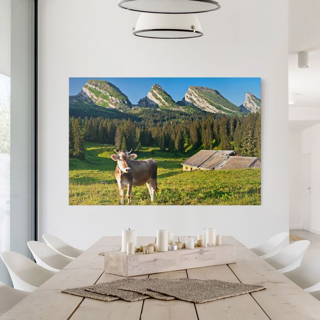 Tavlor Schweiz Swiss Alpine Meadow With Cow