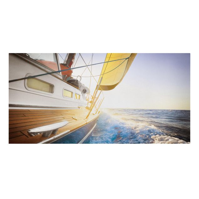 Canvastavlor landskap Sailboat On Blue Ocean In Sunshine