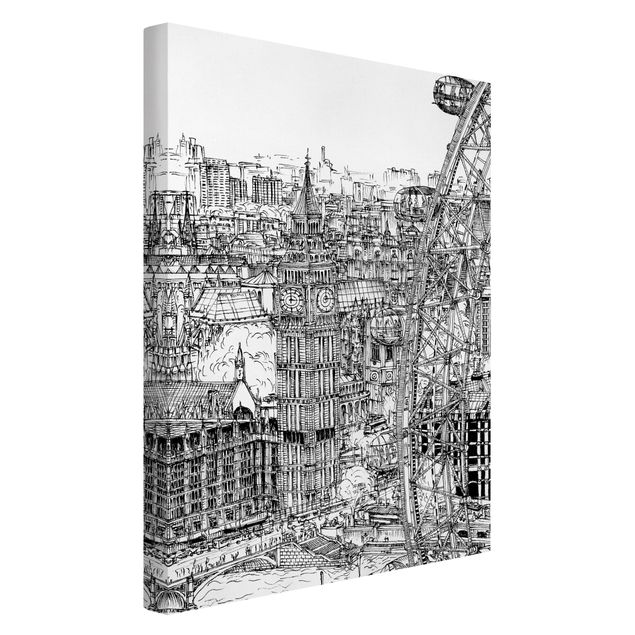 Canvastavlor Arkitektur och Skyline City Study - London Eye