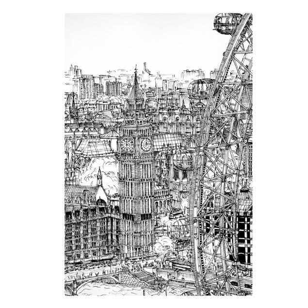 Canvastavlor svart och vitt City Study - London Eye