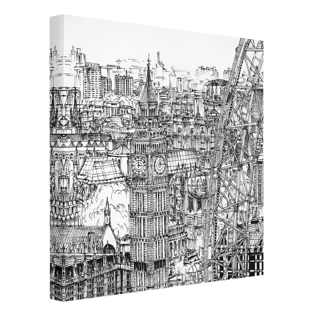 Canvastavlor Arkitektur och Skyline City Study - London Eye