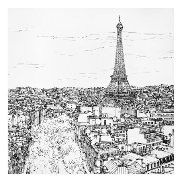 Canvastavlor svart och vitt City Study - Paris