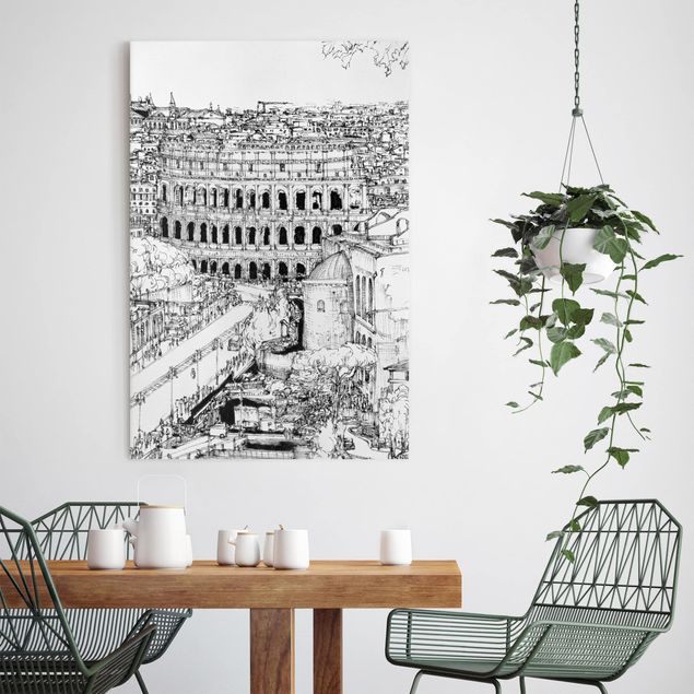 Canvastavlor Arkitektur och Skyline City Study - Rome