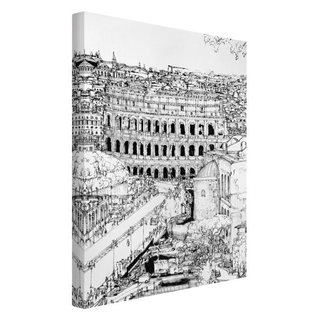 Canvastavlor svart och vitt City Study - Rome