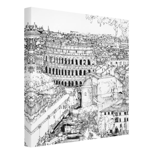 Canvastavlor svart och vitt City Study - Rome