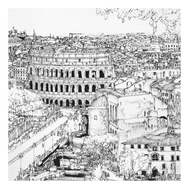 Tavlor arkitektur och skyline City Study - Rome
