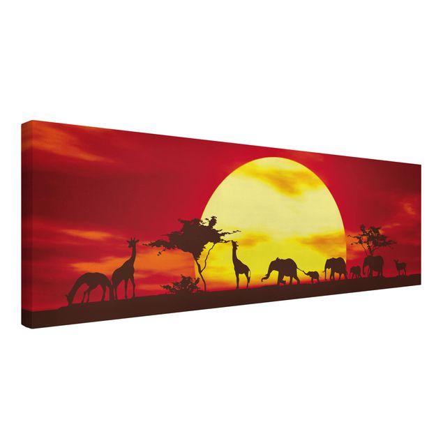 Canvastavlor giraffer No.CG80 Sunset Caravan