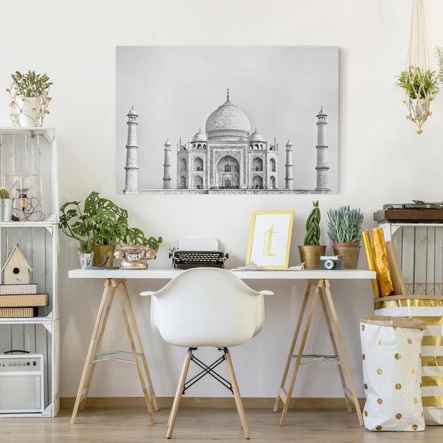 Canvastavlor svart och vitt Taj Mahal In Gray