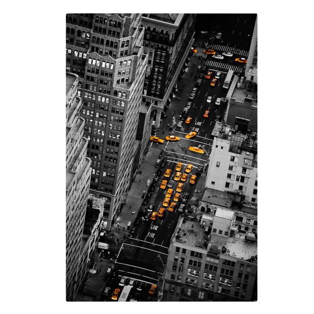 Canvastavlor svart och vitt Taxi Lights Manhattan