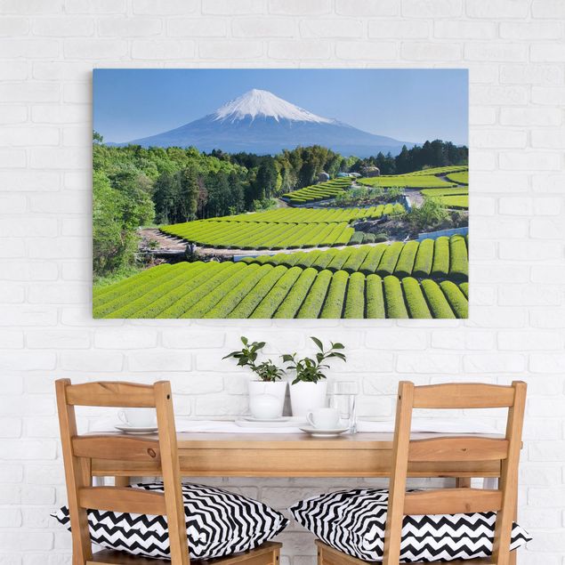Canvastavlor bergen Tea Fields In Front Of The Fuji