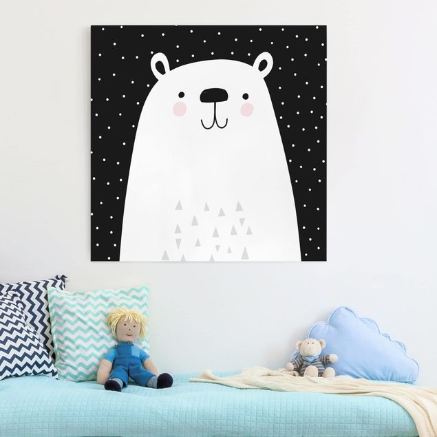 Canvastavlor svart och vitt Zoo With Patterns - Polar Bear