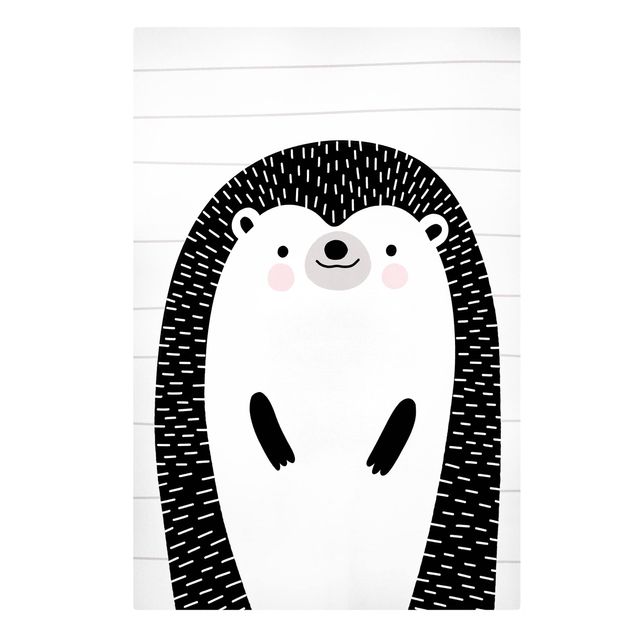 Tavlor svart och vitt Zoo With Patterns - Hedgehog