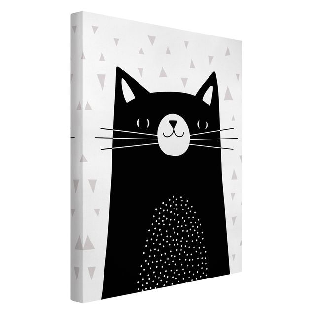 Canvastavlor svart och vitt Zoo With Patterns - Cat