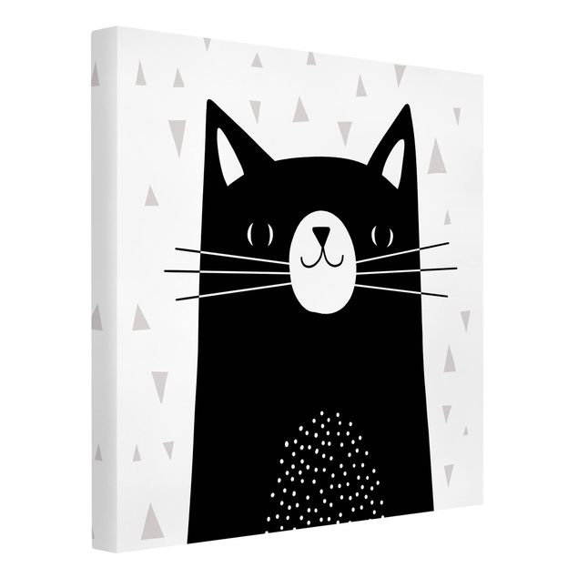 Canvastavlor svart och vitt Zoo With Patterns - Cat
