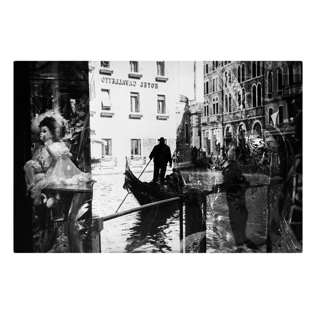 Canvastavlor svart och vitt Venice Reflections