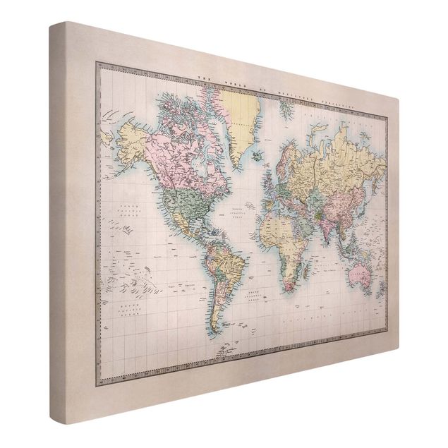 Canvastavlor världskartor Vintage World Map Around 1850