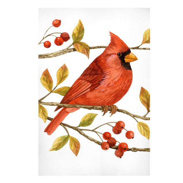 Tavlor modernt Birds And Berries - Northern Cardinal