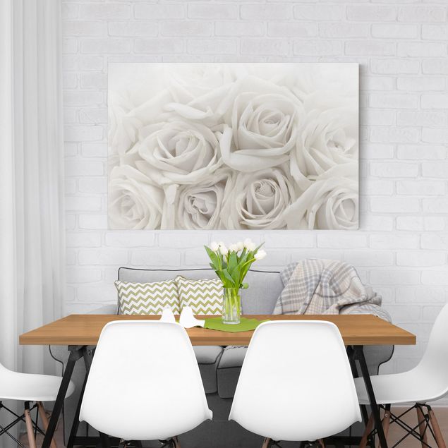 Canvastavlor blommor  White Roses