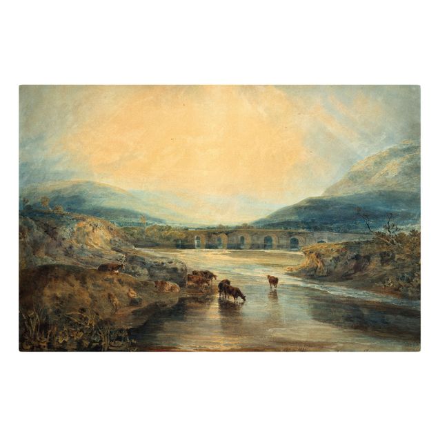 Canvastavlor bergen William Turner - Abergavenny Bridge, Monmouthshire: Clearing Up After A Showery Day