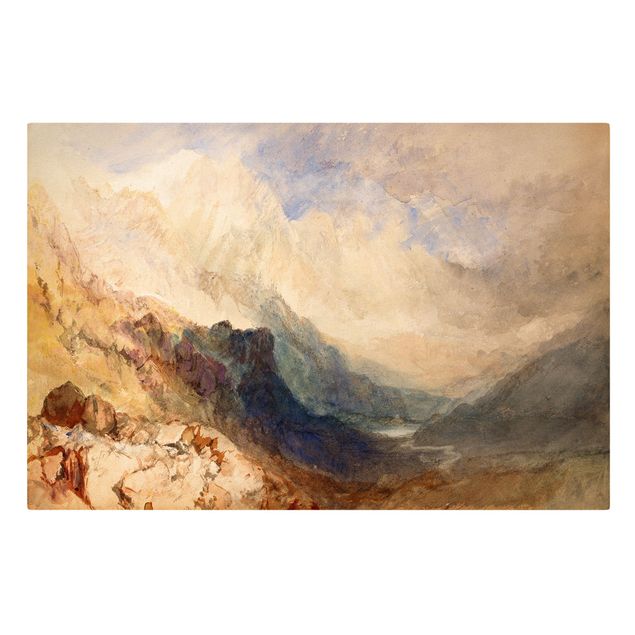 Canvastavlor bergen William Turner - View along an Alpine Valley, possibly the Val d'Aosta