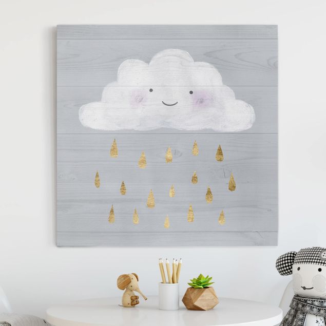 Inredning av barnrum Cloud With Golden Raindrops