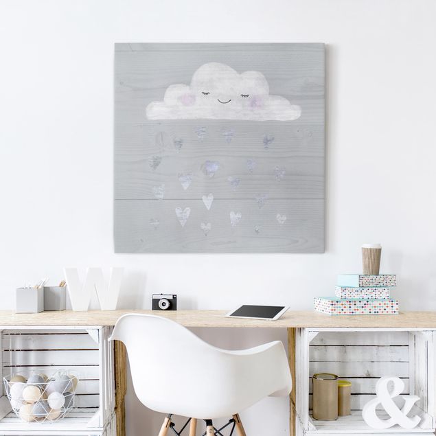 Tavlor modernt Cloud With Silver Hearts